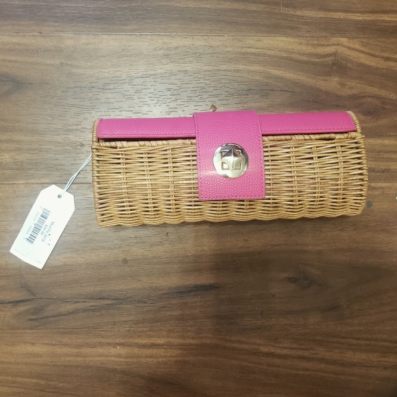 Mud Pie Handbags - Mud pie Rachael Rattan clutch pebbled faux leather